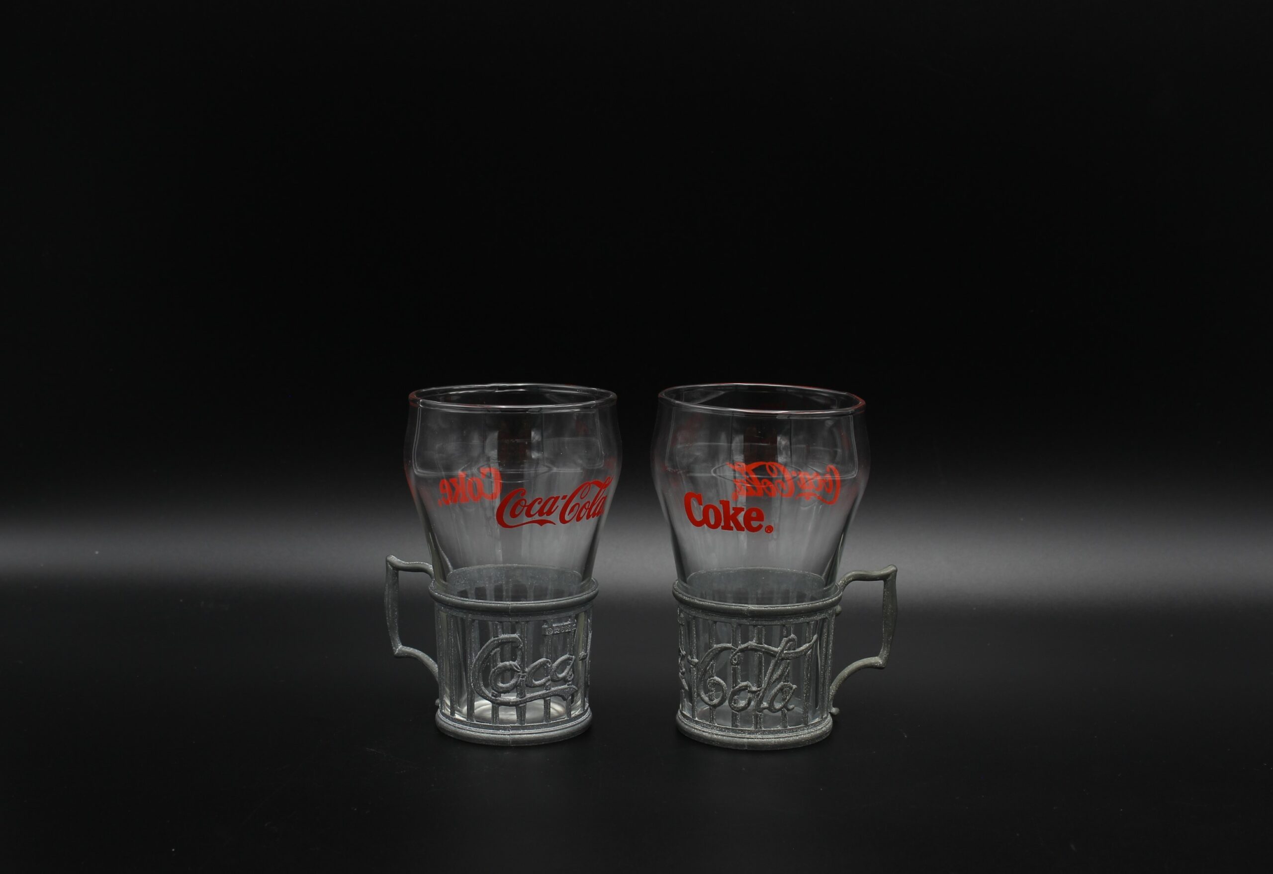 Coca-Cola / Soda Glasses with Metal Holders Image