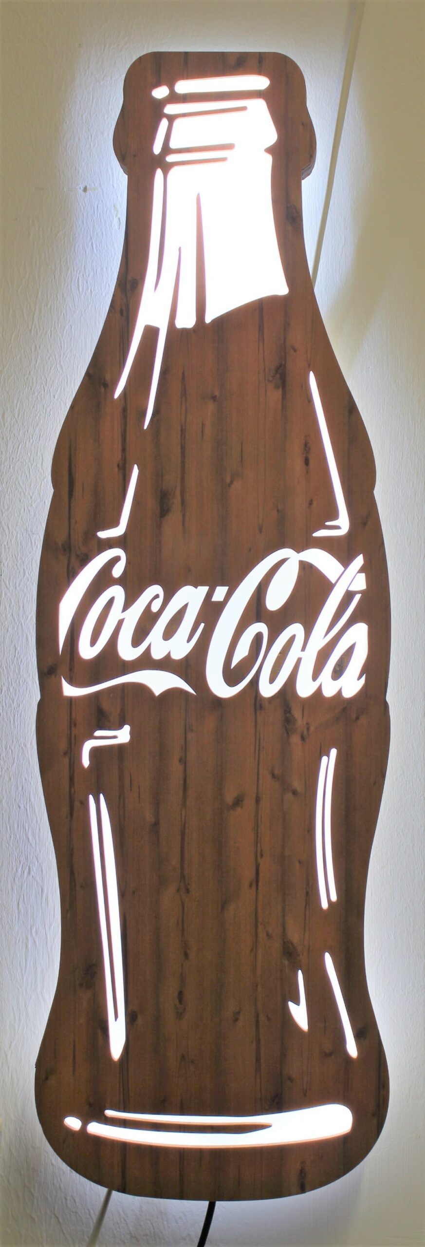 Coca-Cola / Lighted Sign Wood Countour Bottle Image