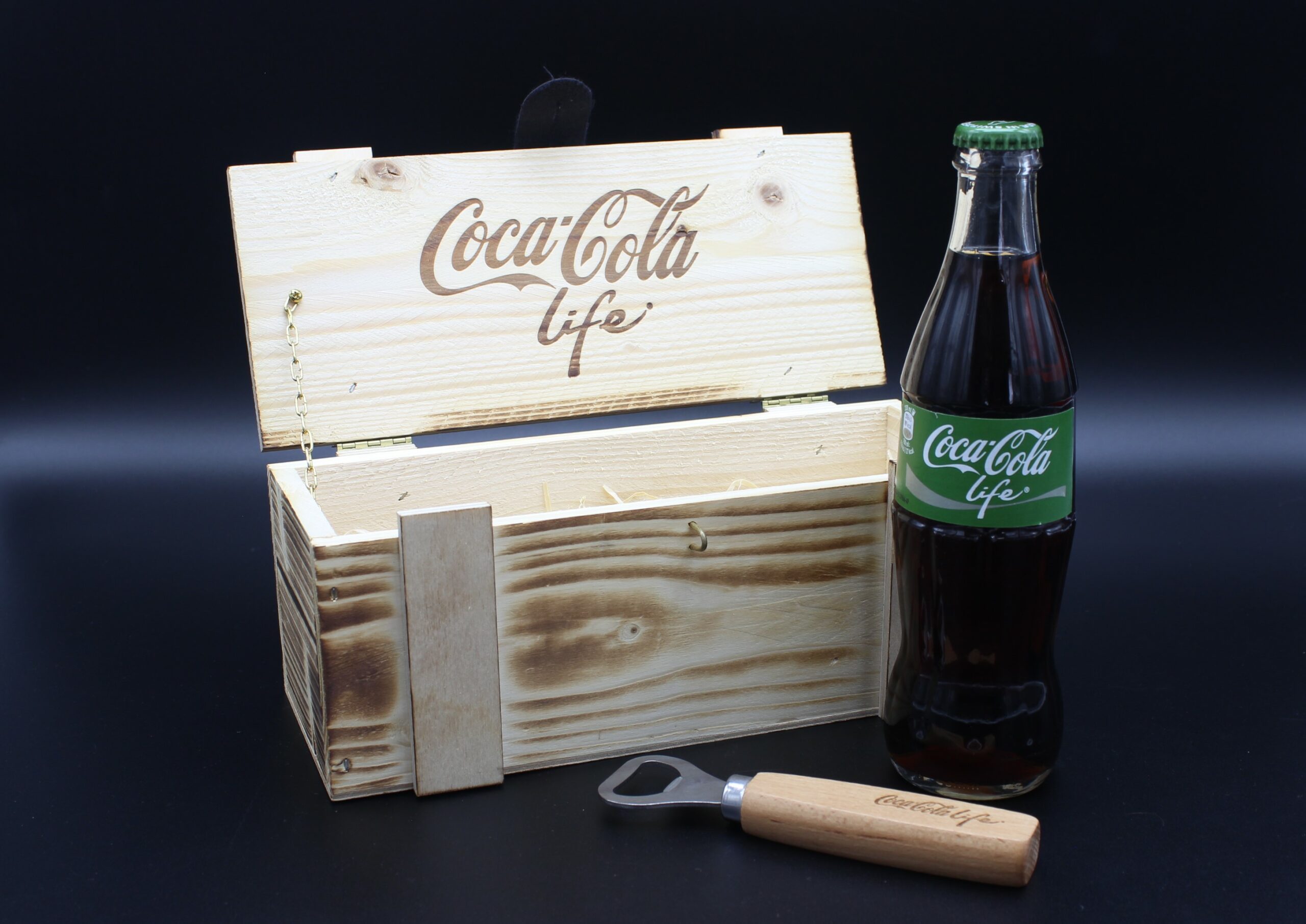 Coca-Cola Life / Wooden Box With Bottle And Opener Image