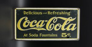 Coca-Cola / Metal Sign / At Soda Fountains 5¢ Image