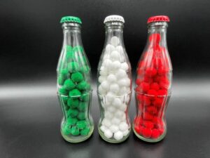 Coca-Cola / Glass Bottles / Colored Styrofoam Balls / Italian Flag Image