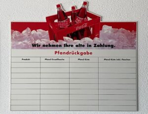 Coca-Cola / Writing Board / Pfandrückgabe Image