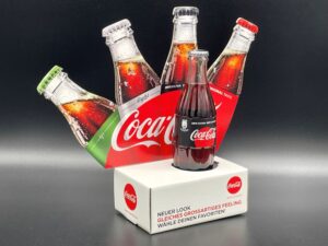 Coca-Cola / Cardboard Display With Zero Glass Bottle Image