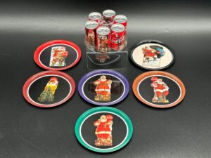 Coca-Cola / Miniature Cans & Coasters Set / Santa Image