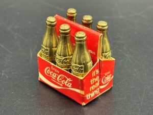 Coca-Cola / Gold Metal Mini Bottles / 6 Pack Paper Carrier Image