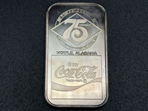 Coca-Cola / Mobile Alabama 75th Anniversary / 1oz 999 FINE Silver Bar Image