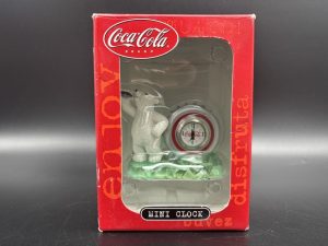 Coca-Cola / Collectibles Mini Clock / Polar Bear Drinks A Coke Image