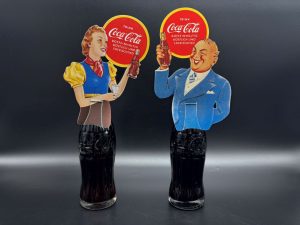 Coca-Cola / Pair Of Bottle Toppers With Bottles From Essen, Germany Image