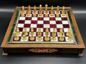 Coca-Cola / Stained Glass Chess Set / 24K Gold / The Franklin Mint Image