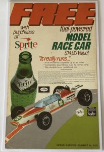 Sprite / Model Race Car / Cardboard Stand Up Sign Image