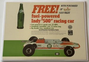 Sprite / Indy "500" Racing Car / Cardboard Sign Image