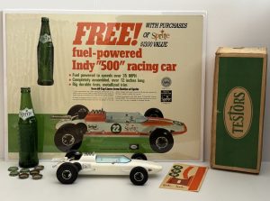 Sprite / Indy "500" Racing Car / Cardboard Sign + Car & Promo Bottle Image
