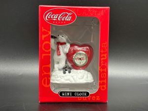 Coca-Cola / Collectible Mini Clock / Polar Bear With Heart Image