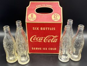 Coca-Cola / Cardboard 6 Pack Bottle Carrier / Serve Ice Cold / 27¢ Image