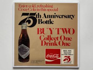 Coca-Cola / 75th Anniversary Bottle / Windows Cardboard Sign Image
