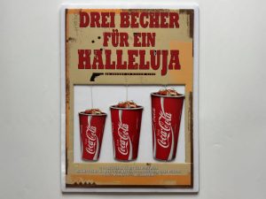 Coca-Cola / Cinema Advertising Cardboard Sign / Drei Becher... Image