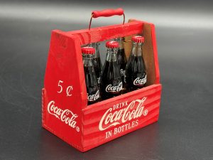 Coca-Cola / Mini Bottle Set / 6 Pack Wooden Carrier / Red Image