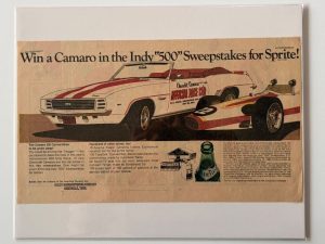 Sprite / Win A Camaro In The Indy 500 / Newspaper Ad Image