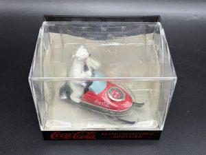 Coca-Cola / Brand Collectible Mini-Clock / Polar Bear Snowmobile Image